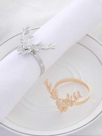 1PC Zinc Alloy Christmas Series Elk Napkin Ring Hotel Table Decoration Deer Napkin Buckle Mouth Cloth Ring,Home Decor,Christmas Decor,Party Supplies