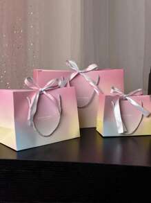 1 pieza Bolsa de regalo, Bolso estilo macaron, Bolsa de papel para empaque de cosméticos con asa de cinta