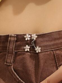 1pc Women Multi-Color Metallic Flower Decor Waist Chain Belt, Adjustable Anti-Flashing Accessory For Pants & Skirts Daily Wear & Photography Gifting - XYSP0126 - View 12