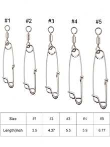 GOTURE Goture 5 Peças Clipes de Engate de Pesca, Giratórios de Alta Resistência em Aço Inoxidável, Acessórios para Pesca de Gato com Rolamento de Esferas, Giratório de Barril Rotativo para Água Salgada e Água Doce