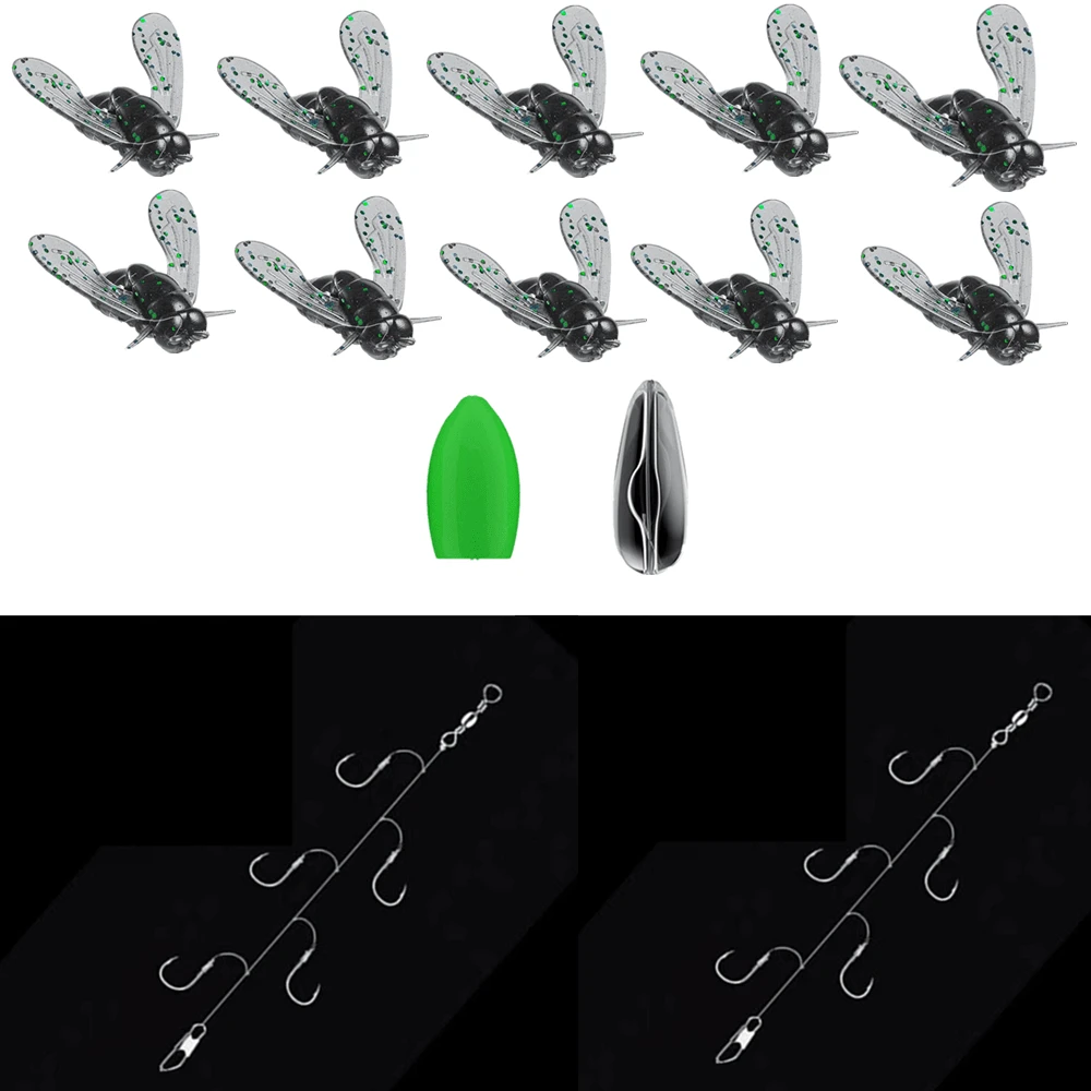 2sets Fly Fishing Lure Kit: Soft Bait, Hook, Leader Line, Fly Hooks For Bass, Trout, Topwater Fishing - Multicolor - View 1