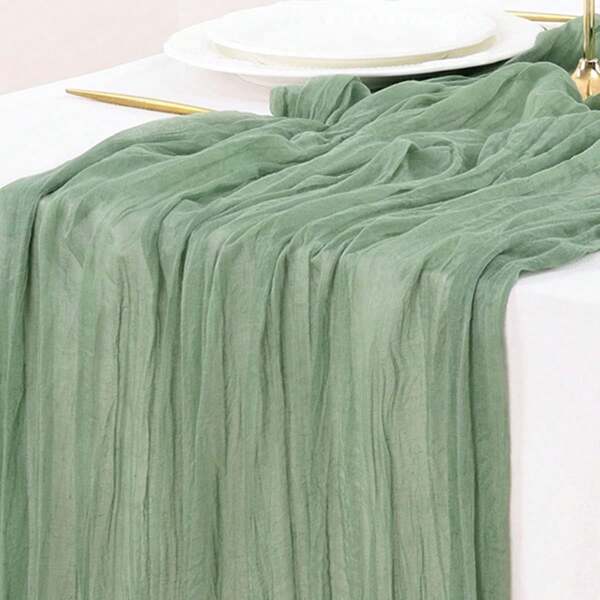 1 pezzo Tovaglia trasparente verde erba da 35"x118" in stile boemo, runner da tavolo semitrasparente in garza, rustico per matrimonio, festa, festa nuziale, compleanno, cena, decorazione tavolo per vacanze (colori multipli)