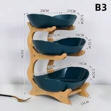 High-End Fashion, Three-Layer Multi-Layer Fruit Plate, Dried Fruit Plate, Bamboo And Wood Frame, Household Snack Plate, Candy Tray, Fruit Basket - Multicolor - View 7