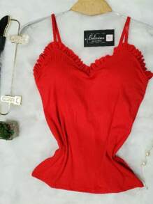 Cailin Store Women's Blouse Tank Top Ruffles Ribbed With Pad Basic Assorted Fashion Super Shipping!! - màu xanh lá - Xem 7