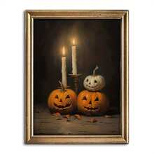 1pc Halloween Scary Pumpkin Poster, Halloween Wall Art, Canvas Halloween Decor, Gothic Style, Vintage Halloween College Decor, Retro Halloween Wall Art (No Frame), Thanksgiving Decoration - Multicolor - View 2