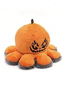 1pc Halloween Reversible Pumpkin Octopus Plush Doll - Double Sided Face Flip - White - View 3