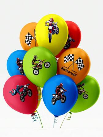 10 pezzi decorazioni a palloncino da 12 pollici per moto da cross, accessori per feste di compleanno a tema motocross, adatti per persone di entrambi i sessi, Natale