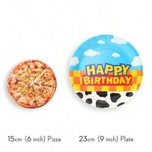 7/9 英寸奶牛印花纸盘，一次性派对盘，适合生日派对、野餐和其他庆祝活动、返校情人节 - 彩色 - 查看 4