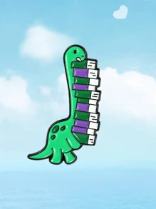Cute Dinosaur Doctor Brooch, Cartoon Dinosaur With Book Learning Pin, Badge - Green - View 3