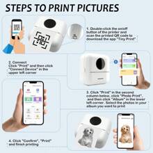 Mini Sticker Printer, Portable Pocket Smart Inkless Thermal Printer With 13 Roll Papers, Mini Printer For Notes, Photos, Stickers, Labels, Receipts - X5 White With 13Rolls Paper - View 5