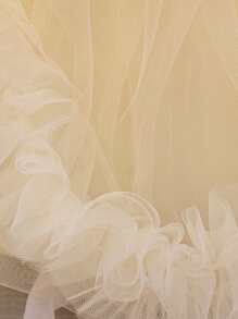 Vestido de princesa de tul con volantes y corazón de encaje para niña, adecuado para niña de las flores, fiesta, celebración. No incluye diadema. - Champán - Ver 5