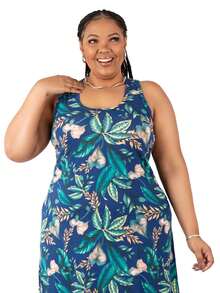 Plus Size Women's Loose Dress - Purple - View 4