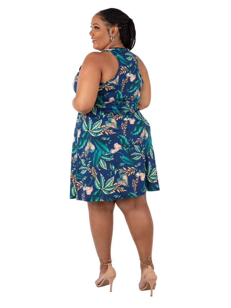 Plus Size Women's Loose Dress - Purple - View 1