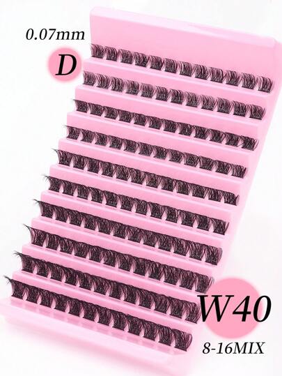 3D Effect DIY Handmade False Eyelashes, Thick Curl, Soft And Thick 40W Personalized Eyelash Extension, Ultra Light False Eyelashes, 8-16mm Mixed Length, 0.07mm D Curl, 10 Rows/120, Imitation Mink Fur, Single Cluster Design, Suitable For Daily Wear, Gatherings, Various Occasions, W02 False Eyelashes Thick Clustered False Eyelasheslash Clusters,Eyelash Clusters,Individual Eyelashes,Lashes,Fake Lashes