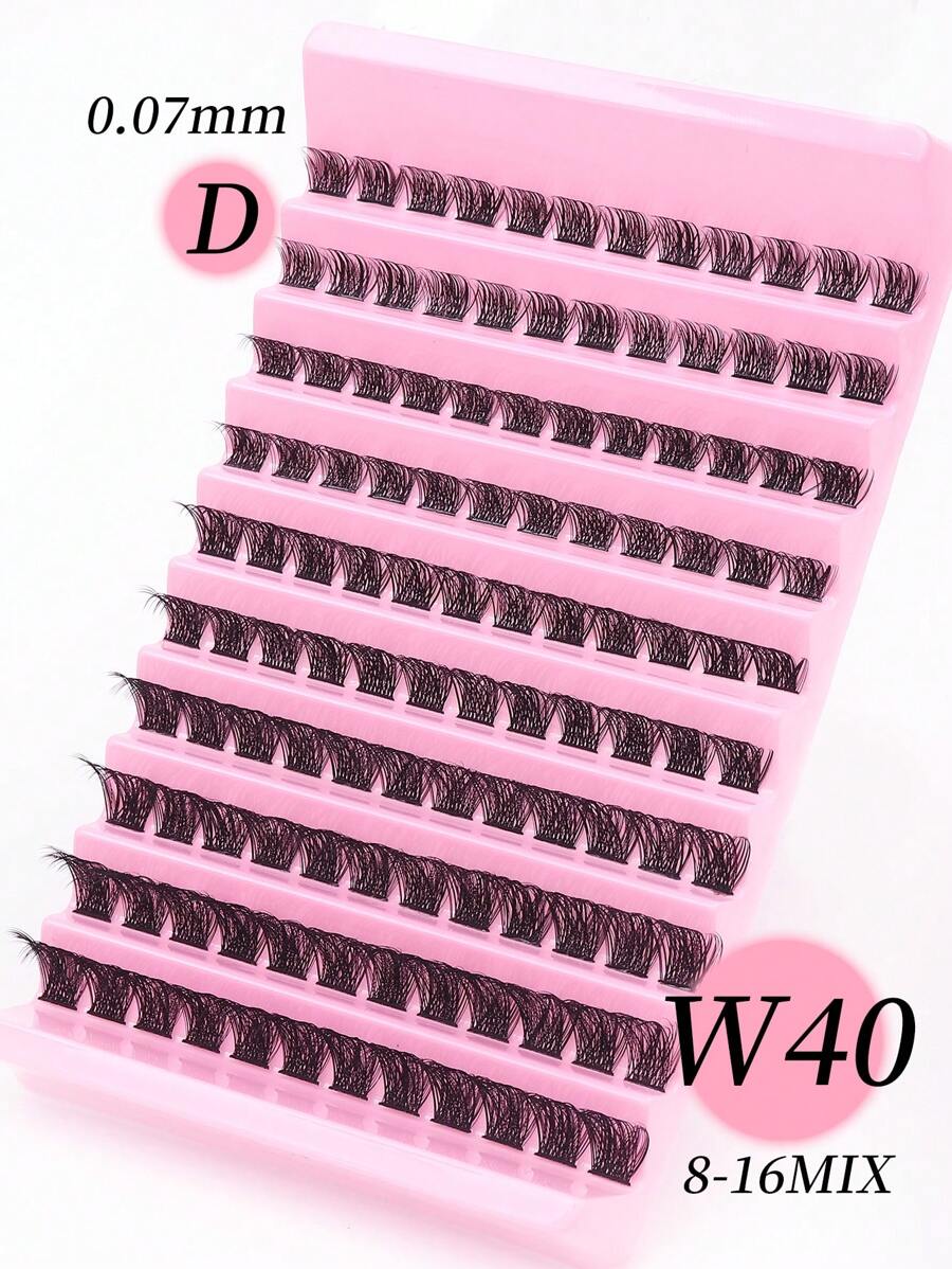 3D Effect DIY Handmade False Eyelashes, Thick Curl, Soft And Thick 40W Personalized Eyelash Extension, Ultra Light False Eyelashes, 8-16mm Mixed Length, 0.07mm D Curl, 10 Rows/120, Imitation Mink Fur, Single Cluster Design, Suitable For Daily Wear, Gatherings, Various Occasions, W02 False Eyelashes Thick Clustered False Eyelasheslash Clusters,Eyelash Clusters,Individual Eyelashes,Lashes,Fake Lashes - Black - View 1