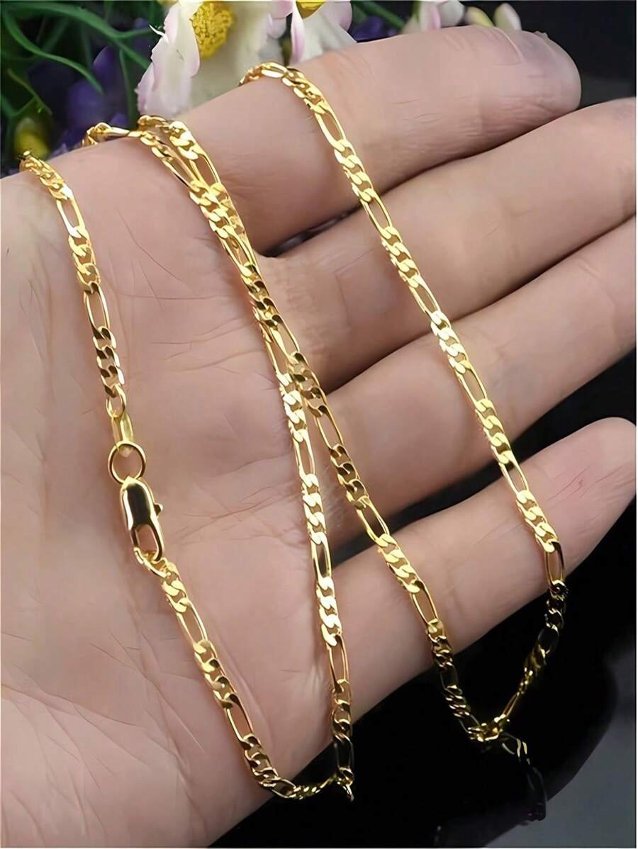 1 件复古新款朋克费加罗链项链，前卫设计 - 金色长款男士嘻哈时尚珠宝礼物 2024 - 24寸60厘米 - 查看 1