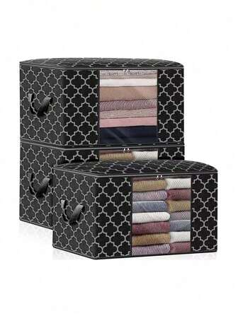 3개 기하학 패턴 옷 보관 가방, 검정색 투명 대형 옷 보관 가방 가정 장식, 축제 장식, 방 장식, 홈 장식, 침실 장식, 드레스, 바지, 신발, 청바지, 부츠, 스커트용