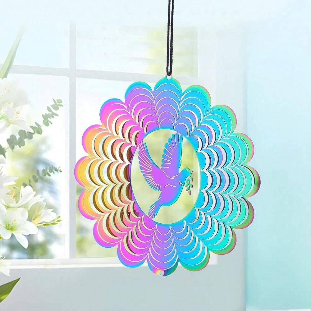 Peace Dove Wind Spinner Hanging Colorful Whirligigs 3D Pigeon Olive