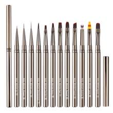 Hot 10/12/15PCS Metal Rod Nail Art Brush Set Wholesale Colouring Pen Large Square Round Light Therapy Pen Halo Pen
