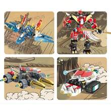 1639pcs Building Blocks Toy Mecha Model 4-In-1 Assembling Robot Includes 7 Figures, Holiday Gift Room Decoration - Red - View 4