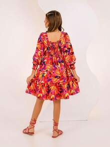 CHILDREN'S AND YOUTH'S LONG SLEEVE DRESS IN DUNE FABRIC WITH LAXTEX ON THE BACK PRINTED SUMMER DRESS - Nhiều màu - Xem 2