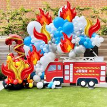 18 piezas Suministros para fiesta de cumpleaños dorados y rojos, Globo de llama de 30 pulgadas de aluminio para fiesta de cumpleaños de bombero, decoración de fiesta con temática de bombero, globo para decoración de fogata y camping, Navidad