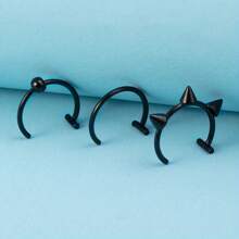 3 件嘻哈风格夹式唇环套装 - G23 钛合金防过敏 18K 镀金鼻环珠宝装饰适合男士和女士假穿孔珠宝套装易于佩戴且佩戴舒适 - N010 - 查看 8