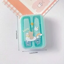 Draagbare nagelknipper en nagelknipper Kleine antislip metalen nagelknipper voor meisjes met cartoon opbergdoosset, geschikt voor kamperen en gezinsgebruik, tas, organizer, opbergruimte