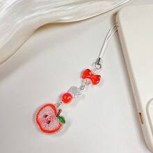 1pc Cute Exquisite Colorful Acrylic Fruit Apple Watermelon Peach Pear Phone Chain - Multicolor - View 5