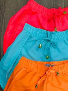 KIT 4 SHORTS TACTEL MENINA NEON INFANTIL PISCINA PRAIA JUVENIL - Multicolorido - Visão 11