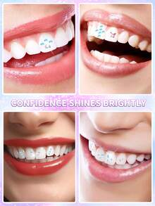 novani Tooth Gems DIY Teeth Crystal Flat Back Glass Gemstone Multi Shaped Crystal Gem For Teeth - Clear - View 6