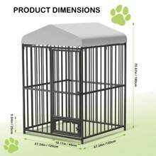 Fulvari Large Outdoor Dog Kennel With Bowls And Feeding Door,Heavy Duty Dog Playpen Fence Waterproof Roof Cover And Secure Lock, For Garden Backyard - Black - View 5