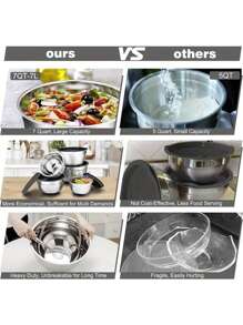 5pcs Stainless Steel Mixing Bowls - Heavy Duty, Dishwasher Safe, Airtight Lids, Outdoor Safe, Perfect For Kitchen Baking, Serving And Storage - Durable, Easy To Clean, Space Saving Design