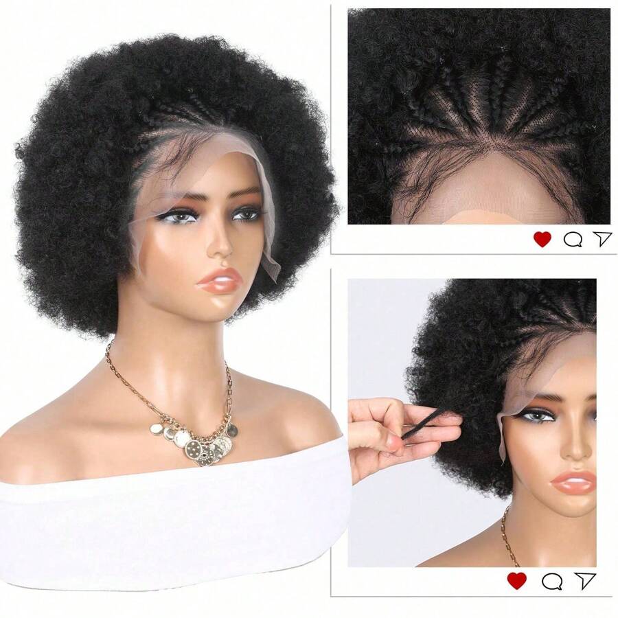 Afro Curly 13x4 Lace Front Hair Wig Short Bouncy Afro Curly Wig Soft