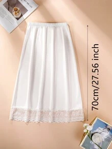 3pcs/1pc Women's Waist Cincher Anti-Static Anti-Light Inner Lining Lace Decor Long Midi-Length Skirt Slip, Elastic And Adjustable Waistband, Multiple Colors & Sizes (One Size Fits All) Valentine's Day Summer, School Fall, Autumn, Halloween