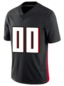 Customized Name And Number Boyfriend Style Men's Embroidered American Football Jersey Atlanta Black V-Neck Personalized Short Sleeved Shirt Party Game Training Competition Sports Top DIY S-XXL - Black - View 2