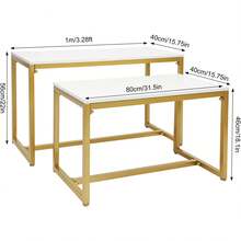 CNCEST 2PCS Shoes Handbag Display Stand Gold Modern Nesting Tables Set Metal Display Riser Shelf For Home Clothing Shops Retail Stores Gold,Load 110lbs(39.37x15.75x22in;31.5x15.75x18.1in) - Trắng và Vàng - Xem 6