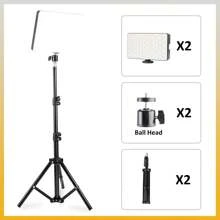 2PCS 10 Inch Square LED Video Lights With Adjustable 110cm Tripod, USB Power Supply, Suitable For Live Streaming And Photography, Portable Multifunctional Fill Light, Studio Lighting Kit, Suitable For Shooting From Different Angles And Photography - 黑色 - 查看 5