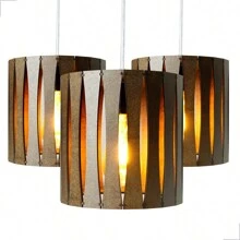 Kit 3 Ceiling Chandelier Pendant Lamp Decoration Kitchen Countertop Gourmet Area In MDF Wood - quả óc chó - Xem 3