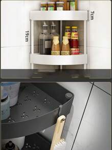 1 pieza Estantería de almacenamiento de pie para baño, estantería de almacenamiento móvil triangular de varias capas para baño y cocina - Blanco - Ver 8