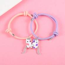 2件套卡通猫咪闺蜜手链，女士时尚友谊礼物 - 銀色 - 查看 2