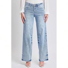 Women's Mid Rise Wide Leg Jeans - M Medium Blue - View 8