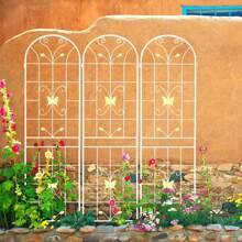 Yone jx je 4 Pack Metal Garden Trellis 86.7" X 19.7" Rustproof Trellis For Climbing Plants Outdoor Flower Support, Cream White - 白色 - 查看 4