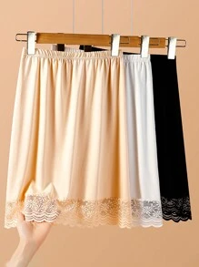 3 Pcs/1 Pc Women's Waist Slimming, Static-Resistant Half Slip Underskirt With Adjustable Elastic Waistband, Multi-Size & Color Options Summer, School Fall, Autumn, Halloween