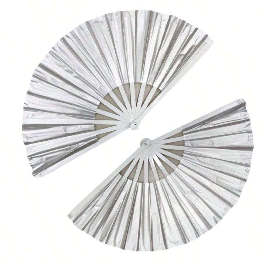 Kit With 2 Large Metallic Fans Party Club Carnival Decoration National Shipping - 銀色 - 查看 1