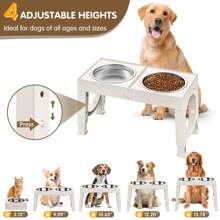 1 Set Elevated Dog Bowls, Collapsible Design, 4 Adjustable Heights, Dog Raised Bowls With 2 Stainless Steel Bowls, No Slip Dog Feeder For Medium Large Breed Dogs