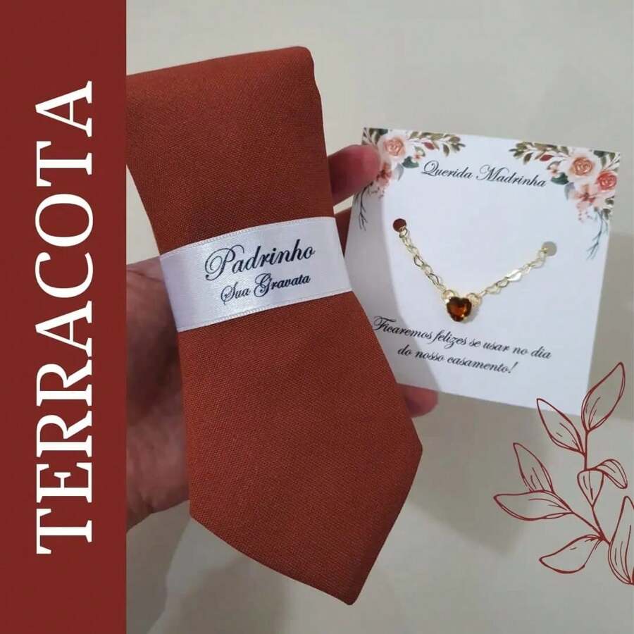 Semi Slim Godfather Tie And Gold Plated Godmother Bracelet Kit READY DELIVERY - 紅陶 - 查看 1