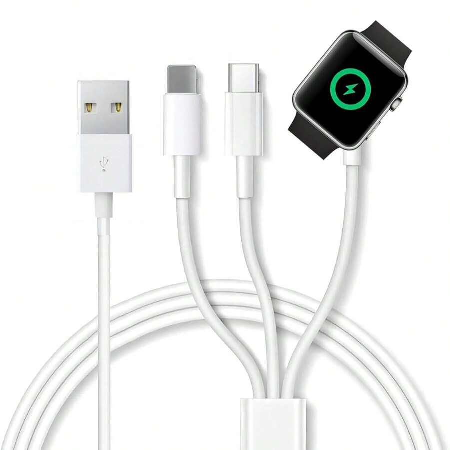 Watch Charger Cable Compatible For Apple Watch Series 9 8 7 6 5 4 3 2 1 SE, 3 In 1 Portable Charging Cord Compatible With Phone161514/13/12/11/Pro/Max/XS/X/Pad Series