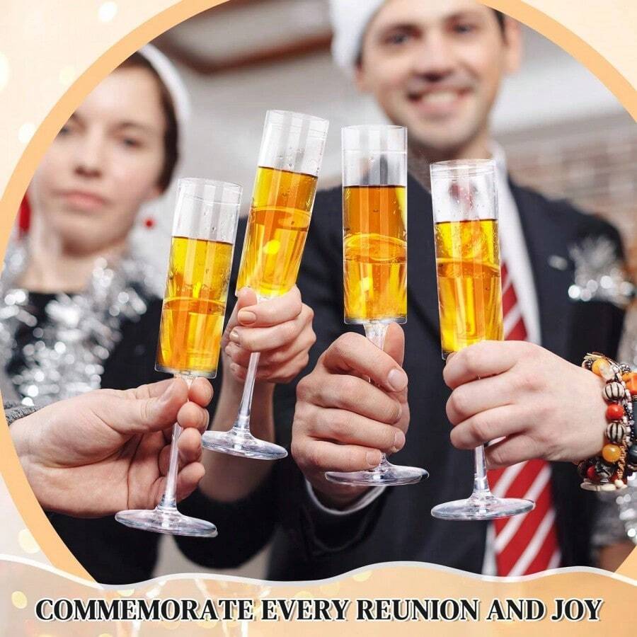 Plastic Acrylic Crystal Champagne Flute Glass, Long Stem Hand Blown