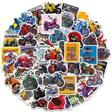 50 piezas Calcomanías de motocicleta, calcomanías personalizadas a prueba de agua con dibujos animados de club de motocicletas para botellas de agua, portátiles, equipaje, autos, monopatines, guitarras, cascos, pegatinas de graffiti divertidas para adolescentes, adultos y útiles escolares - Multicolor - Ver 13
